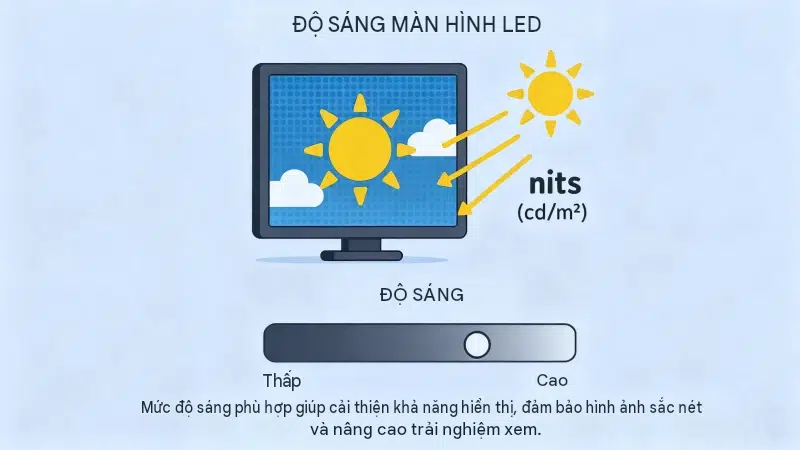 Độ sáng màn hình LED là gì? Mức độ sáng bao nhiêu là phù hợp? 2 độ sáng màn hình led là gì