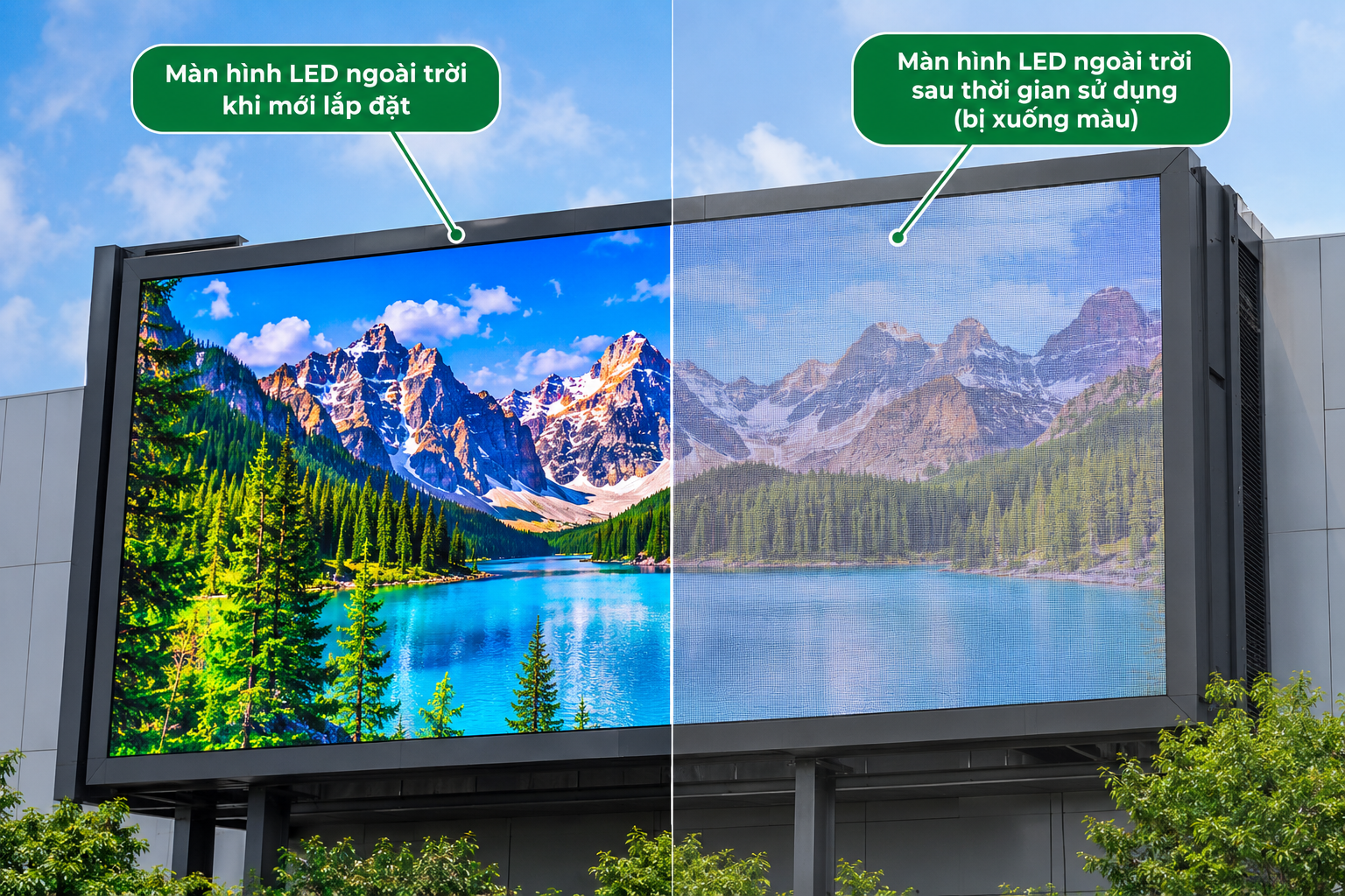 Vì Sao LED Ngoài Trời Nhanh Xuống Màu? Nguyên Nhân & Cách Khắc Phục 2 Màn hình LED ngoài trời xuống màu là gì?